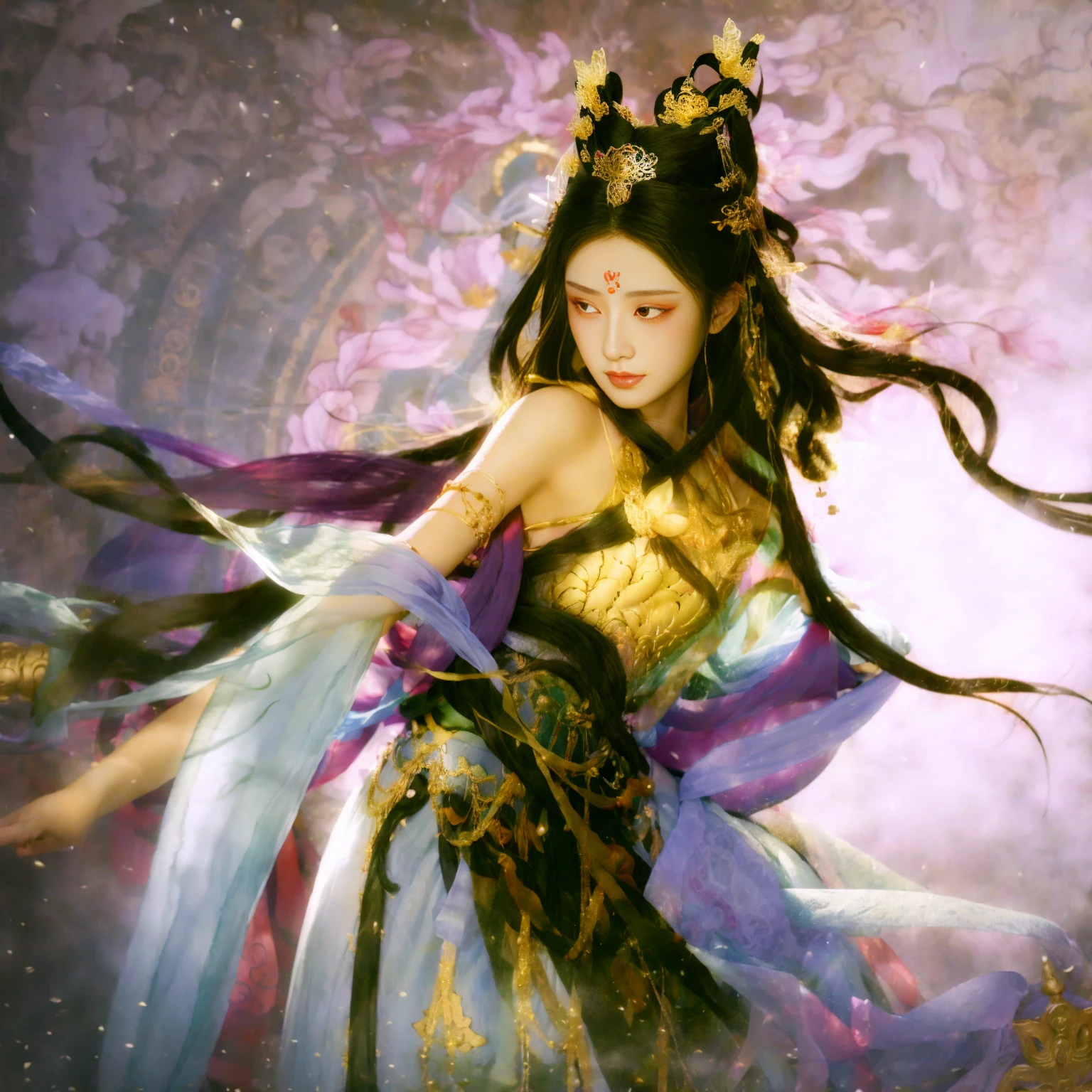 A girl in a skirt、Arafad image of woman holding sword, beautiful fantasy queen, full body xianxia, xianxia fantasy, Chinese Fantasy, ((beautiful fantasy queen)), xianxia, xianxia hero, The Goddess of Sorrow, g liulian art style, author：Yang Jie, Inspired by Du Qiong, heise jinyao