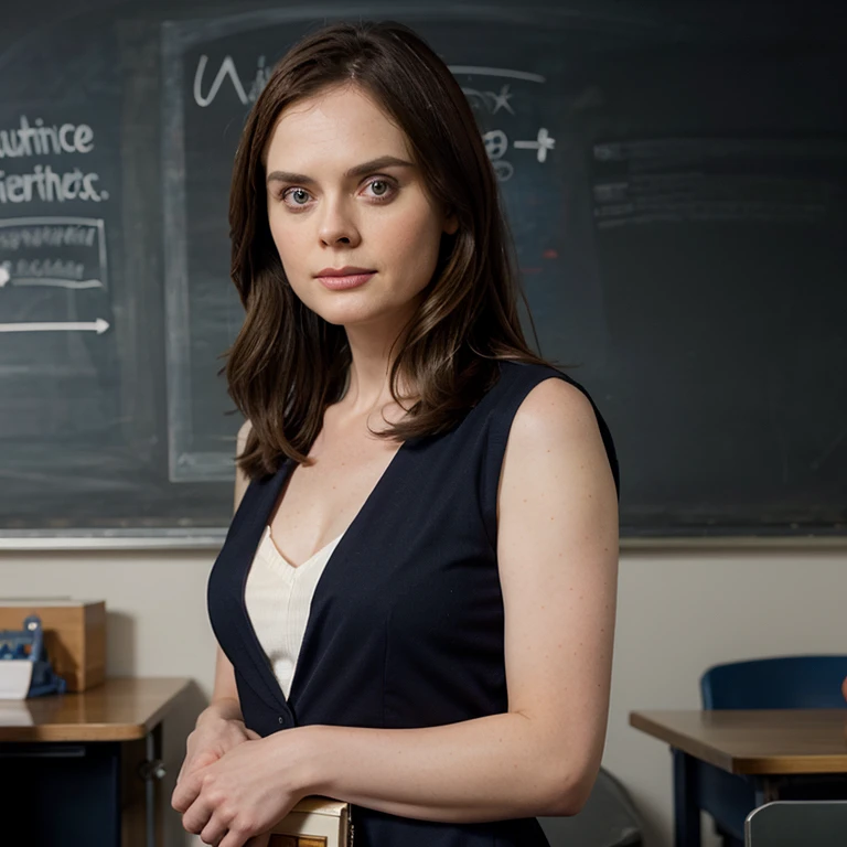 Emily Deschanel dressed as a natural sciences teacher