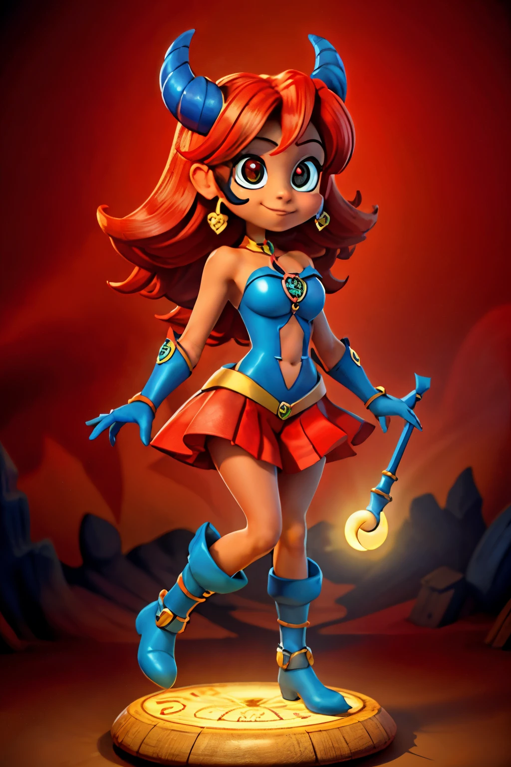 Hermosa maga oscura (obra maestra: 1.2, La mejor calidad), (1 , solamente), grandes senos, (DYNAMIC POSTURE), (piel brillante, crimson red skin), crimson red skin, Dark Maga Girl Sezy Demon Version, piel roja, Guantes finos y de encaje, ( small demonic horns:1.1), (Lilith \(acechadores oscuros\)), (cielo), fleco, (joya, Adorno dorado:1.15 ), pelvis grande, azul (grilletes:1.1) Dark Magician Girl Sexy Demon Version. Magic circle and magic hearts.. corazones magicos