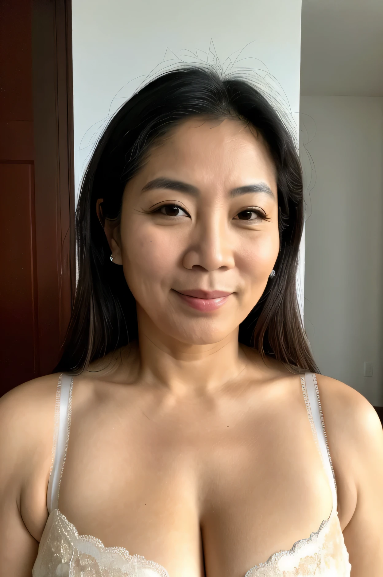 ((melhor qualidade)), ((obra de arte)), (detalhado), rosto perfeito, of a 48 year old Asian woman, with a bra , sexual