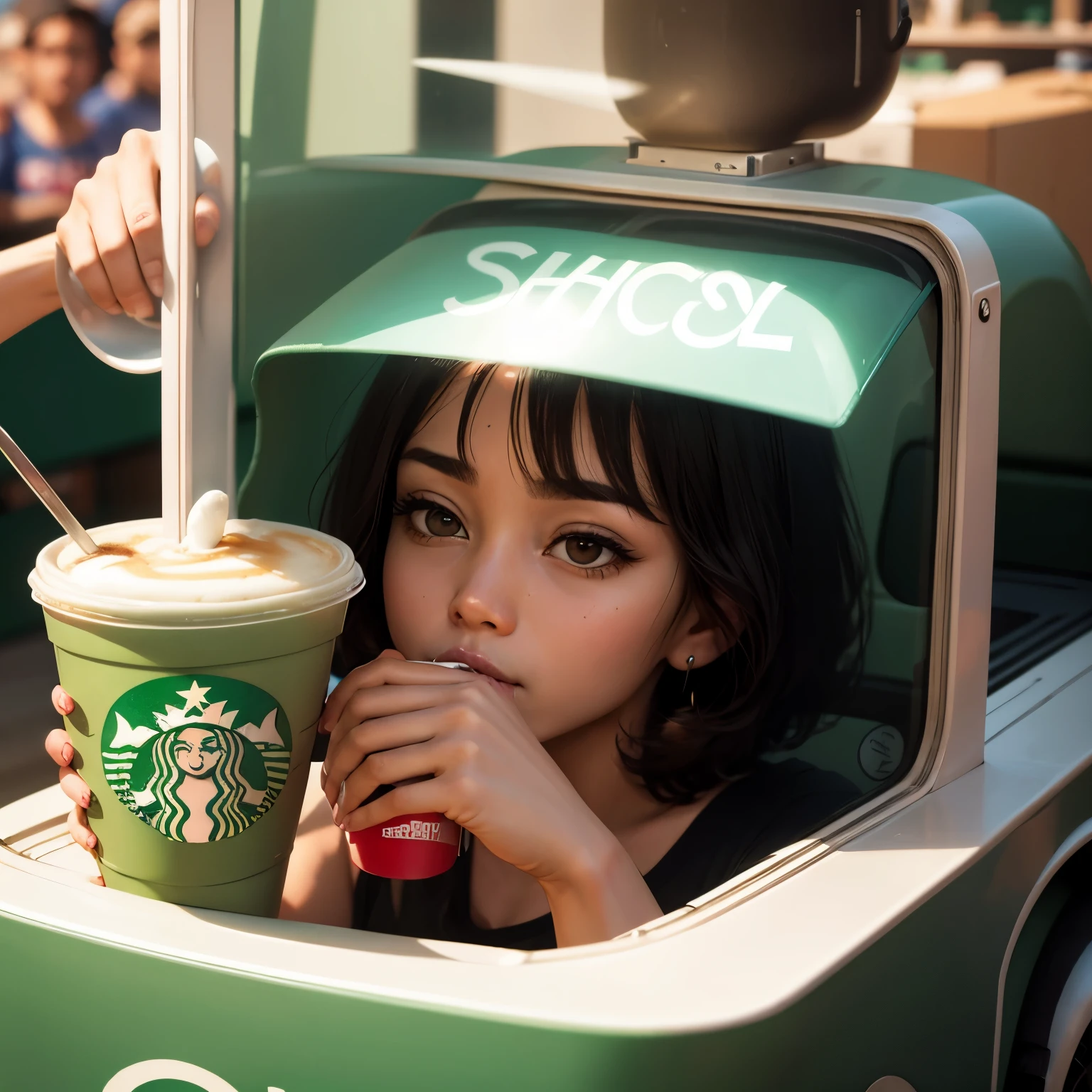 Snoopy drinking a Starbucks coffee and the name Zulma is written on the glass