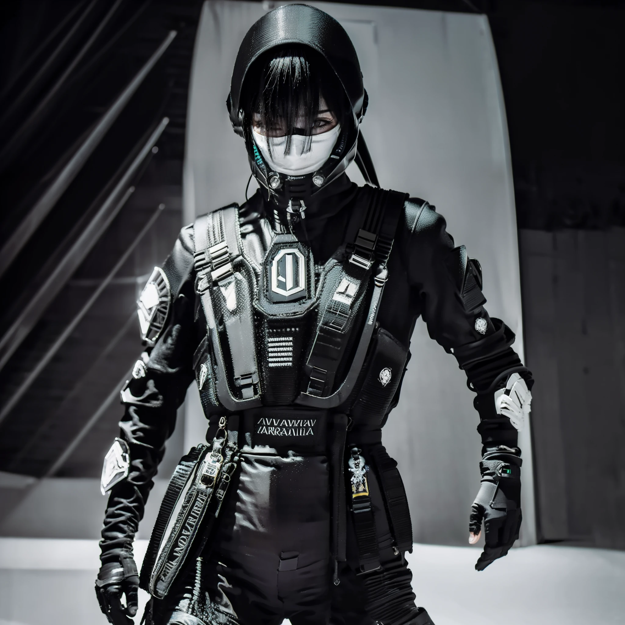 Garota dos Cavaleiros Arkadianos (obra de arte), Melhor qualidade, olhos expressivos, (((in hyper-realistic, detailed sci-fi jumpsuit with black neon lighting, branco & armadura dourada, Ethereal Aesthetic Style))) Korean beauty idol, intrincado beleza perfeita rosto bonito, olhos afiados detalhados, cabelo hiper realista e detalhado, (((From the face to the waist))), (((beleza forma fina))), 4K, Ultra HD