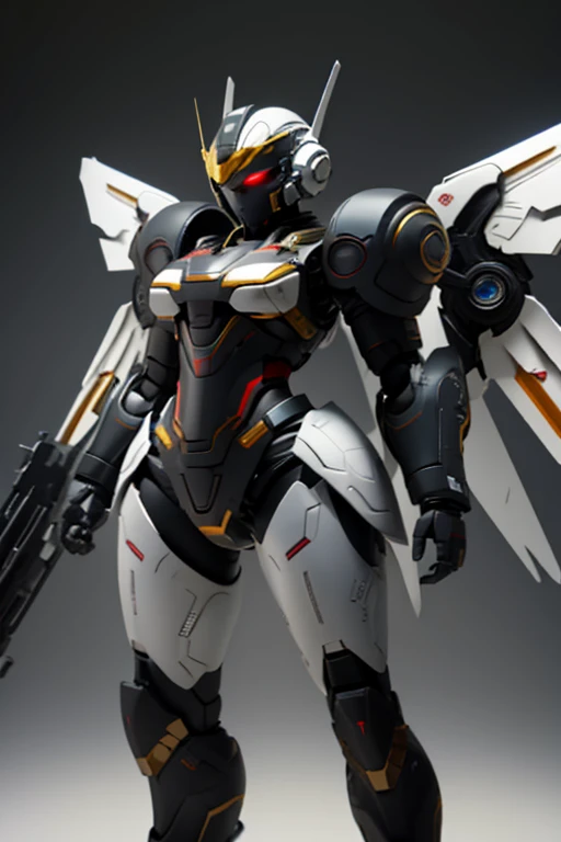machine, automaton, military, robot, soldier, communist, solo, simple background, humanoid, Russian, soviet, two eyes, circular eyes, tubing, dark, feminine, flat-chested, black armor, tubing, helmet tubing, chest tubing, no breasts, flat chest, solo, wings, mech, angel, tall, massive, titan, large wings, pilot, aircraft,