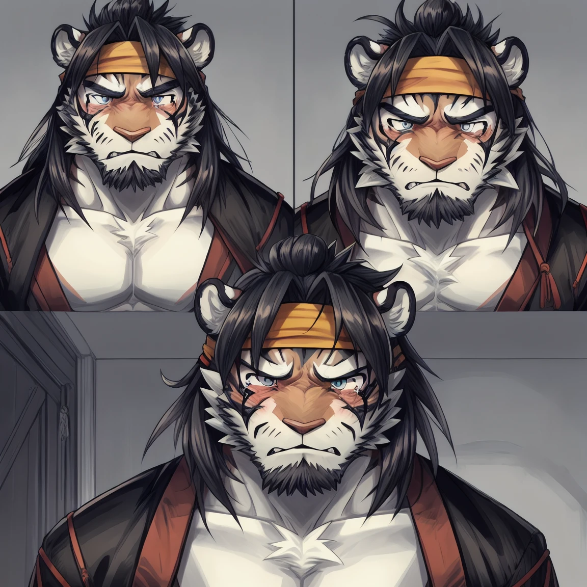 Masterpiece,Best quality,1boys,(Huai_Tianpei),Solo,Muscular male,hi，It's nothing,8K HD,Extreme detail,Detailed background,Masterpiece,Muscular,muscular anthro,aged up,view the viewer,hair-bun,Beard,Sideburns,Open clothes,Chinese clothes,Claws,Thick eyebrows,Orange body,Facial hair,Tiger tail,Brown hair,Headband,Tiger ears,Tiger Boy,Medium hair,Upper body,empty eyes, hollow eyes, constricted pupils, aqua eyes, crying with eyes open, streaming tears, sad smile, forced smile, sobbing, depressed, , frustrated, envy, despair, confused, expressionless eyes, facing another, fang out, yandere, laughing, endured face, surprised, heavy breathing, full blush, flustered, ear blush, turn pale, nervous smile, shaded, jealous, tearing up, crying, pain, sad, chiaroscuro, first-person view, anatomically correct, super detail, high details, award winning, high quality, highres, best quality, ccurate, masterpiece, UHD, retina, 1080P, HD, 16k，Begging viewers not to leave, Emotional breakdown, Kneeling on both knees, Hold the viewer&#39;s hands with both hands, Humble, Pitiful, crazy, crazy, sad, sad, crying, crying, tearing up, tearing up, scared, scared, gloom (expression), gloom (expression), jealous, jealous, nervous, nervous, nervous smile, nervous smile, turn pale, turn pale, shaded, shaded, expressions, expressions, unconscious, unconscious, flustered, flustered, full blush, heavy breathing, heavy breathing, surprised, surprised, endured face, endured face, glint, glint, yandere, yandere, fang out, chin grab, chin grab, confused, despair, despair, envy, envy, expressionless eyes, expressionless eyes, frustrated, frustrated, , , panicking, panicking, worried, worried, forced smile, forced smile, sobbing, sobbing, depressed, depressed