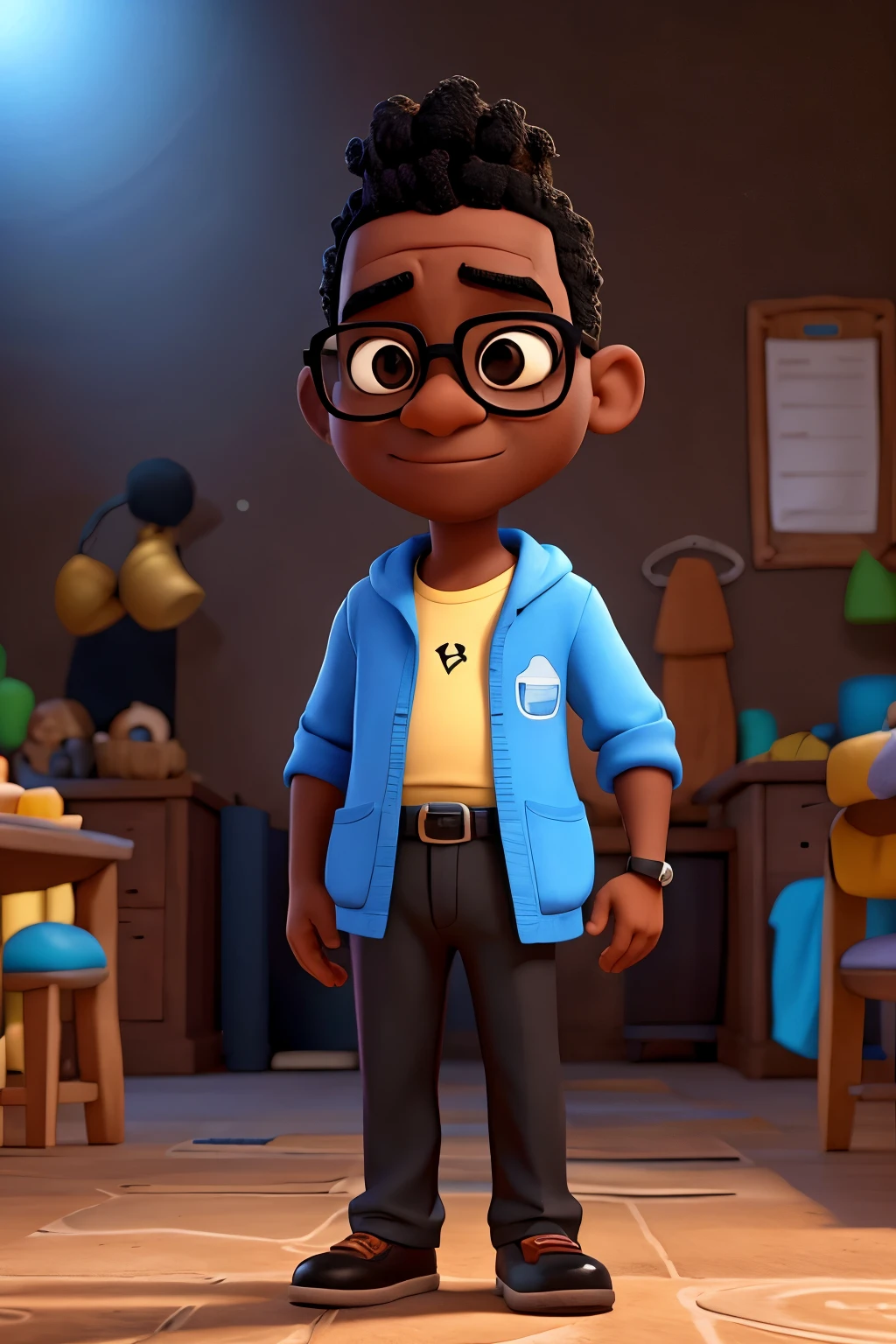 Personagem negro, with glasses, enfermeiro , with hand x-ray, fofinho, estilo disney ou pixar