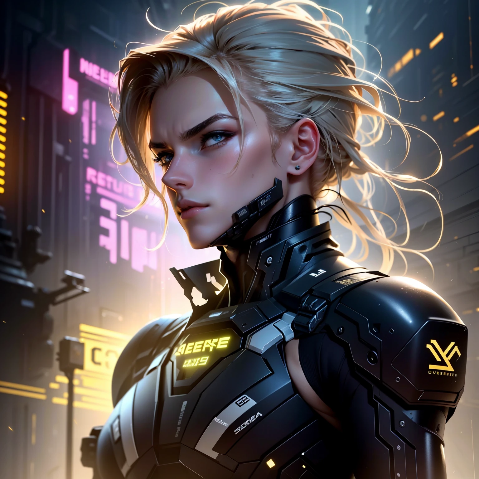 ultra detalhe, high resolution, ultra detalheed, melhor qualidade, Incredible, Maximum quality, unidade de papel de parede CG 8k extremamente detalhada, cinematic lighting, Ciberpunk, homem lindo e delicado, androgynous body with smooth curves, roupas casuais brancas, Neon amarelo