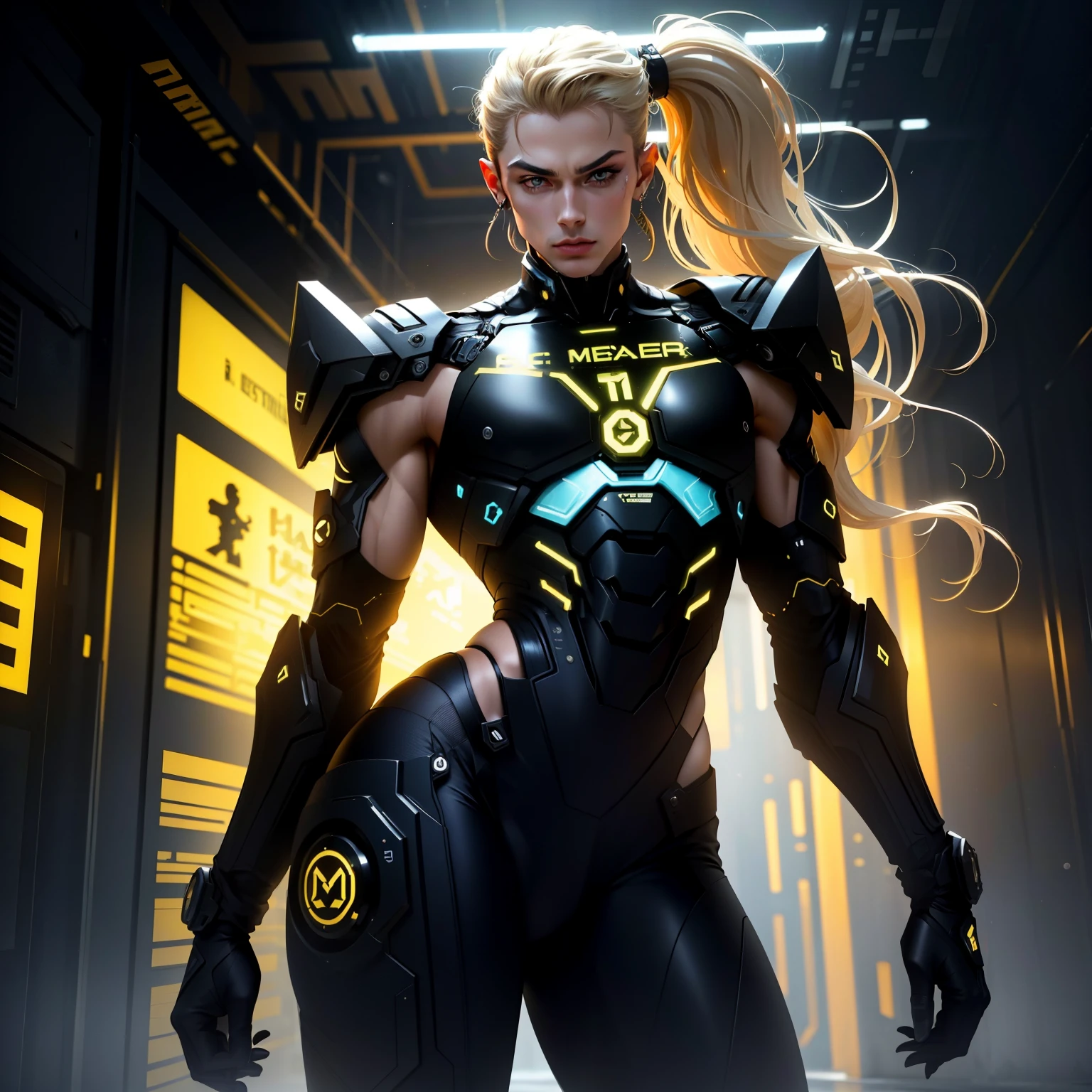 ultra detalhe, high resolution, ultra detalheed, melhor qualidade, Incredible, Maximum quality, unidade de papel de parede CG 8k extremamente detalhada, cinematic lighting, Ciberpunk, homem lindo e delicado, androgynous body with smooth curves, roupas casuais brancas, Neon amarelo