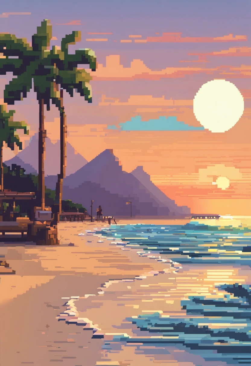 Praia de Maresias localizada no Brasil com surfistas no por do sol