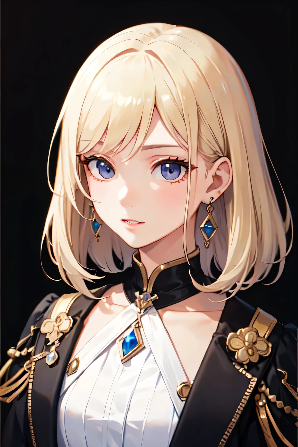 ((highest quality)), ((masterpiece)), (detailed), Perfect Face、move、tearovie、blonde、smooth hair、Earrings、