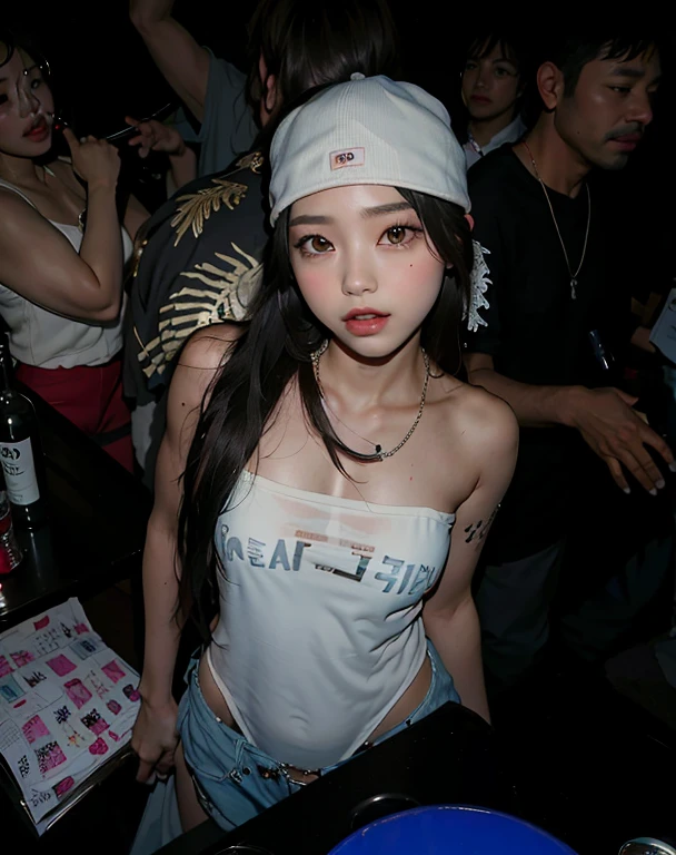 There is a woman standing in a room with a hat on., muchacha coreana, Chinese girl, beautiful south mujer coreana, asian girl, young asian girl, de chica taiwanesa con tatuajes, gorgeous young mujer coreana, beautiful asian girl, hermosa dama, ella lleva ropa de calle, yakuza slim girl, mujer coreana, bailarina gogo, tendencia en cgstation, Jennie kim Blackpink