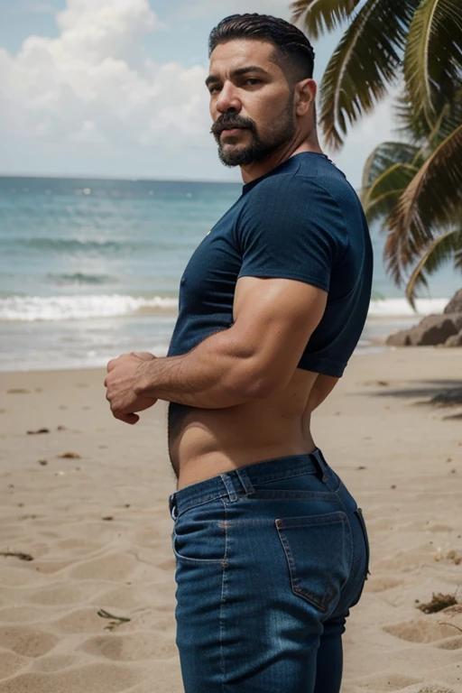 Brazilian man, cuerpo completo, Big body muscular, muy nalgon, musculoso con barba y bigote , La mejor calidad,4k,8k,Hombre muy atractivo con barba, Vello facial bien cuidado, Pescador, Impresionante, realista, Imagen ultrarrealista, Bigote natural, Hombre viejo,foto retrato suave 8 k, Retrato muy detallado, Bigote grueso, Estilo hiperrealista, Barba fina y brillante, vello facial corto, Barba incipiente, Pescador, cara detallada, Retrato ultra realista, cabello canoso, Big muscles, Big butt ,naked jeans   backside backside 