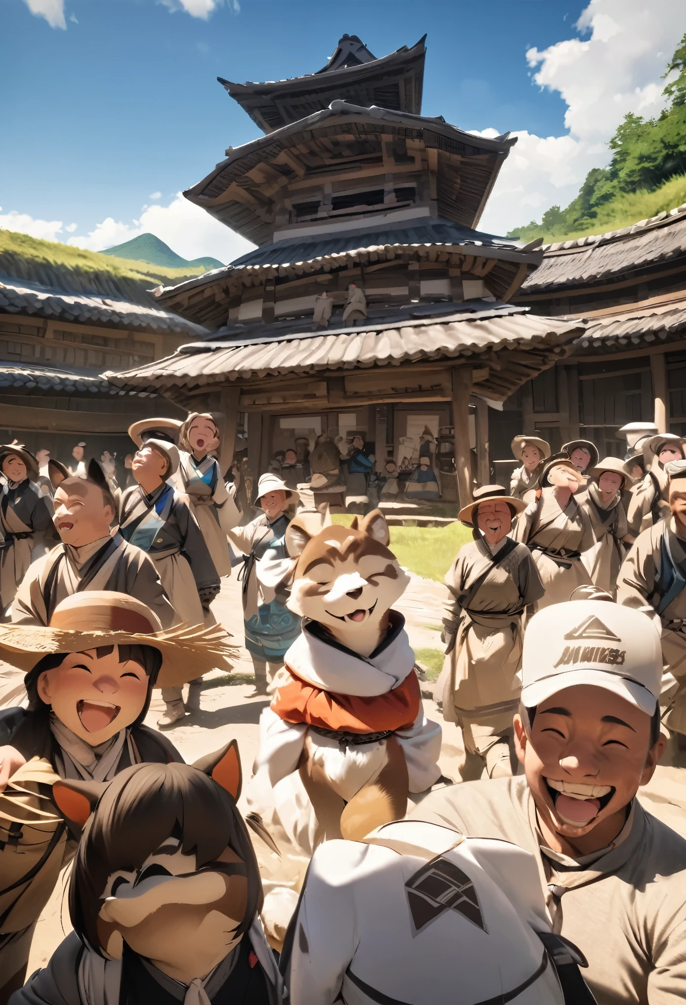 super high resolution, detailed background, World Heritage Site, 6+boys, 6+girls, Happy, joyful, absurdres(Photos of solo travelers)(kemono, furry anthro)cinematic,