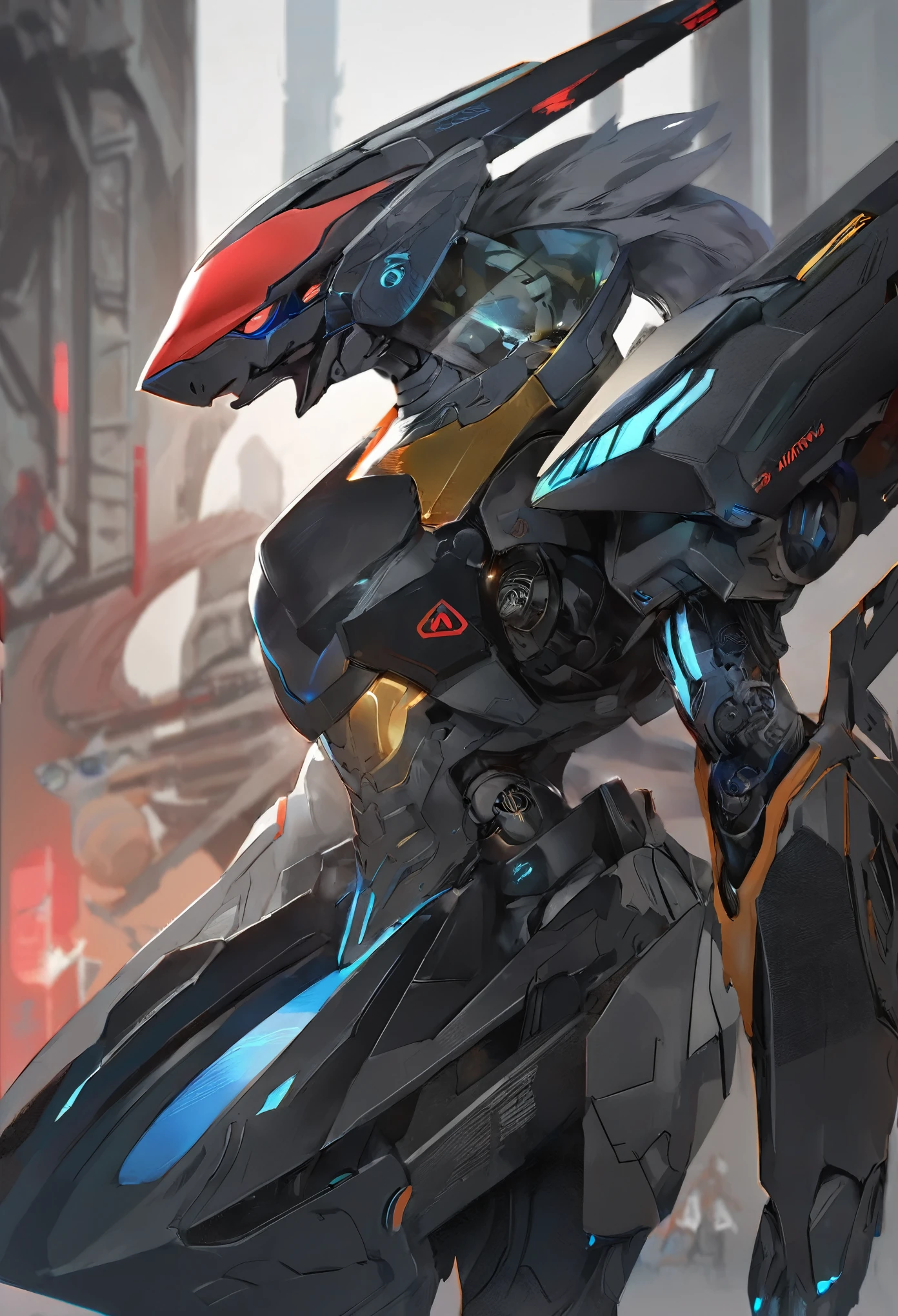 anime character with a cat like body and a helmet, trending on artstation pixiv, ( ( character concept art ) ), anthro gecko, male robotic anthro dragon, anthro cat, high quality digital concept art, professional concept art, detailed fanart, pixiv contest winner, an anthro cat, anthro art, official character art, mecha asthetic