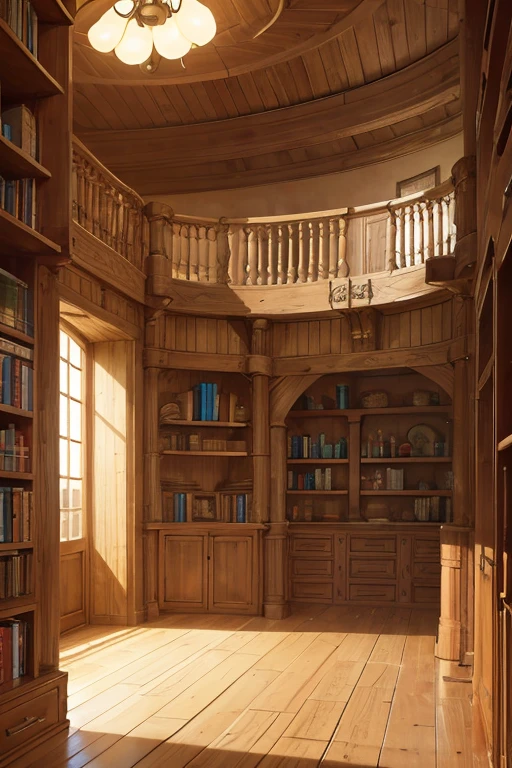 tall round room with walls covered by shelves for storing ancient scrolls