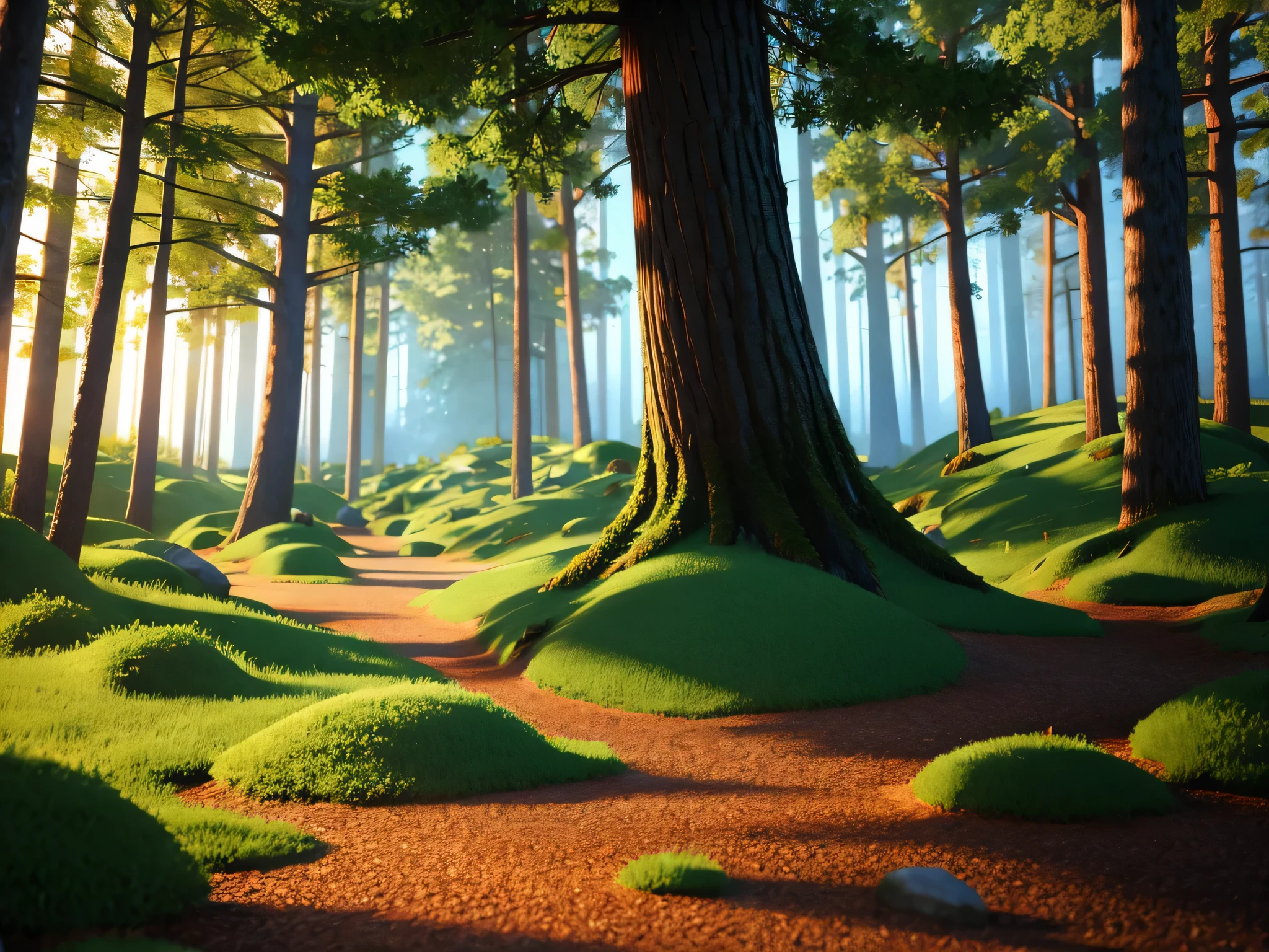 3D rendering of cartoon forest