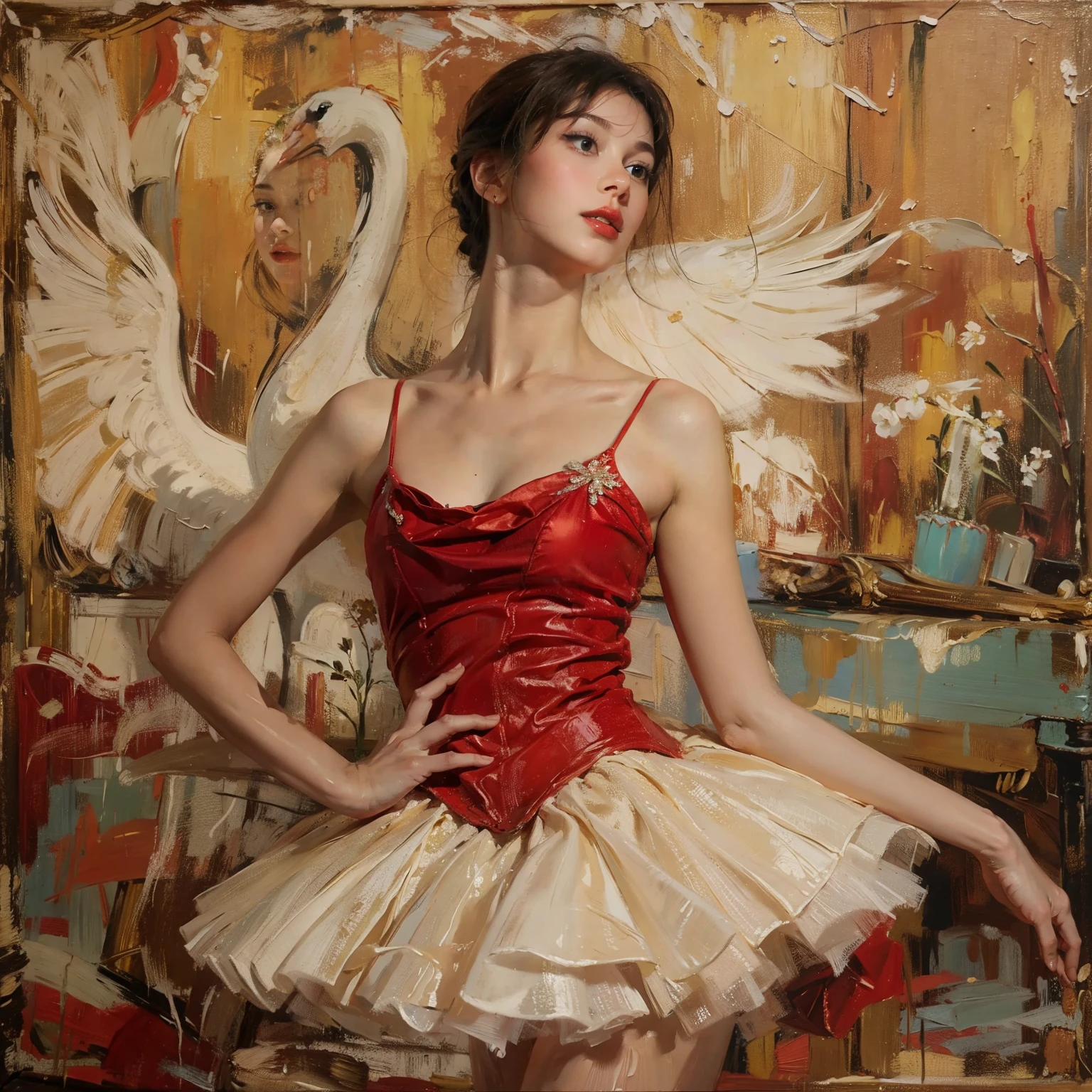 A painting of a beautiful ballerina