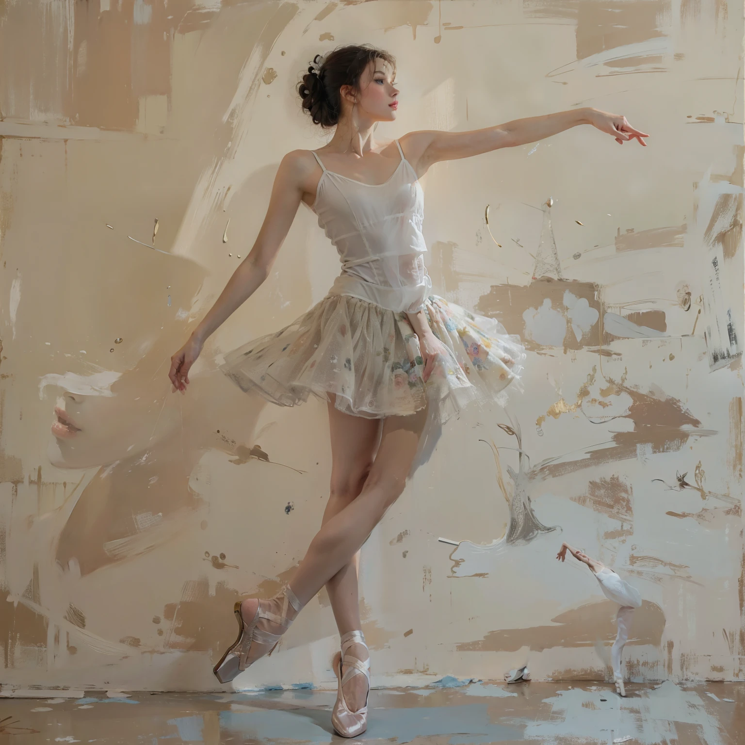 A painting of a beautiful ballerina