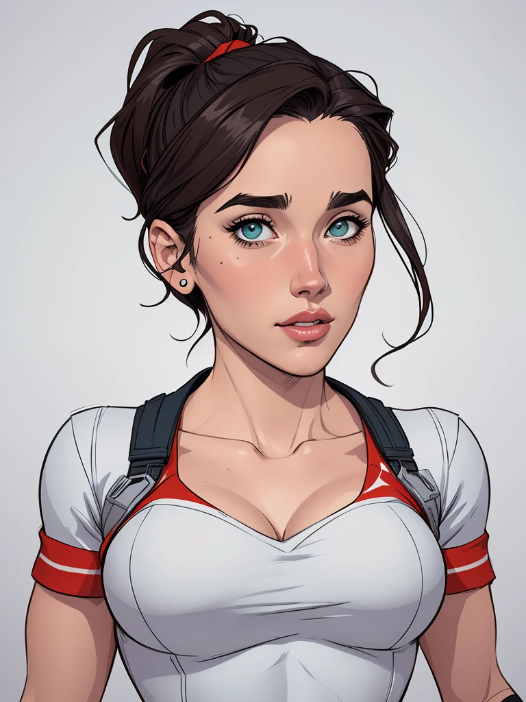 estilo de desenho animado:1.2), mulher brasileira draw ART Artline fundo branco mulher Imagem de desenho Jennifer Connelly e Milla jovovik animado de uma mulher , roupas sensuais , garota super valente destemida , Ilustra??o estilo desenho animado, estilo de arte dos desenhos animados, estilo de arte dos desenhos animados, digital illustration style, design de personagens altamente detalhado, arte digital detalhada fofa, City fan art, design de personagem retrato, beautiful digital illustration, retrato de alta qualidade, arte em quadrinhos, retrato do design do personagem, white background Busty without clothes and medium breasts cartoon style female character dressed in Fallout 4 uniform