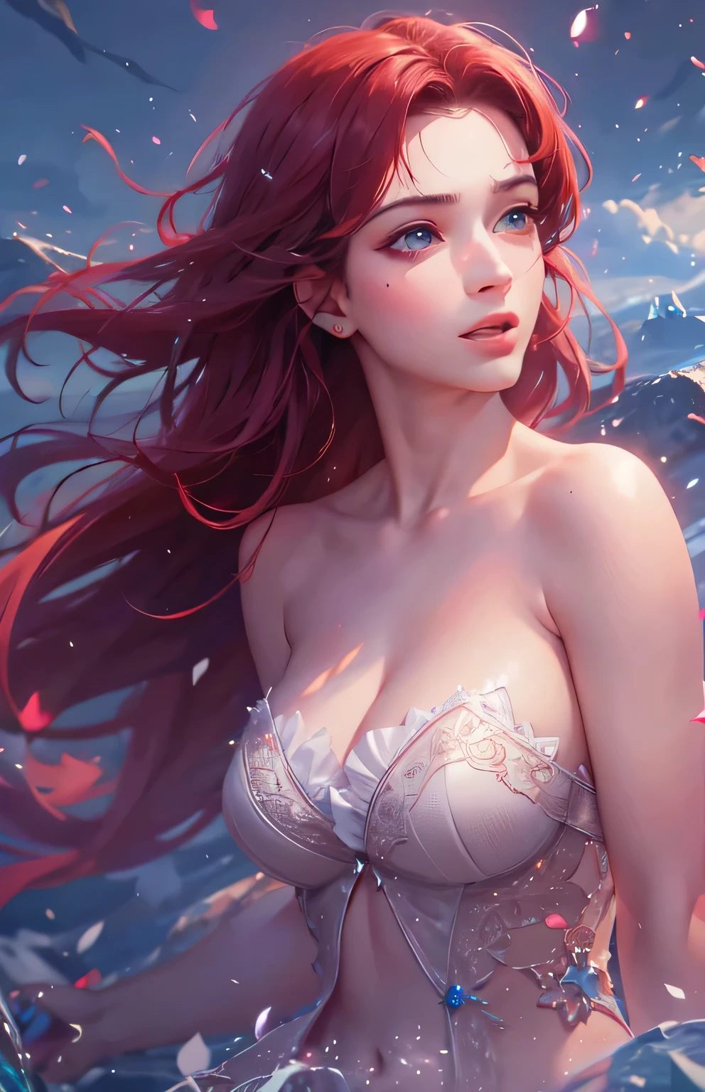 ((highest quality)), ((masterpiece)), (Get used to it), Perfect Face , Adult female , Ariel , In the beautiful sea ,