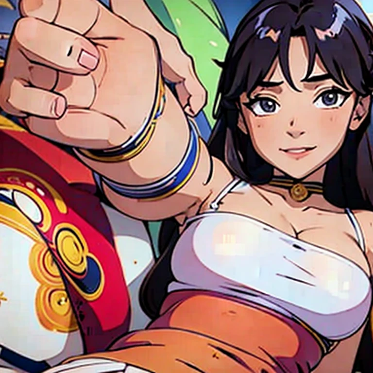 (masterpiece, best quality:1.2), 1girl, Descripción hermosa mujer de cabello color castaño. ojos color miel clara. delgadita, caparrita sexy, pechos medianitos, sinturita, caderas 90. tatuaje en la seja derecha que dice reusk.
hd, anime, manga, s(( super detalladas ))  (( lineas perfectamente dibujadas )) grifa