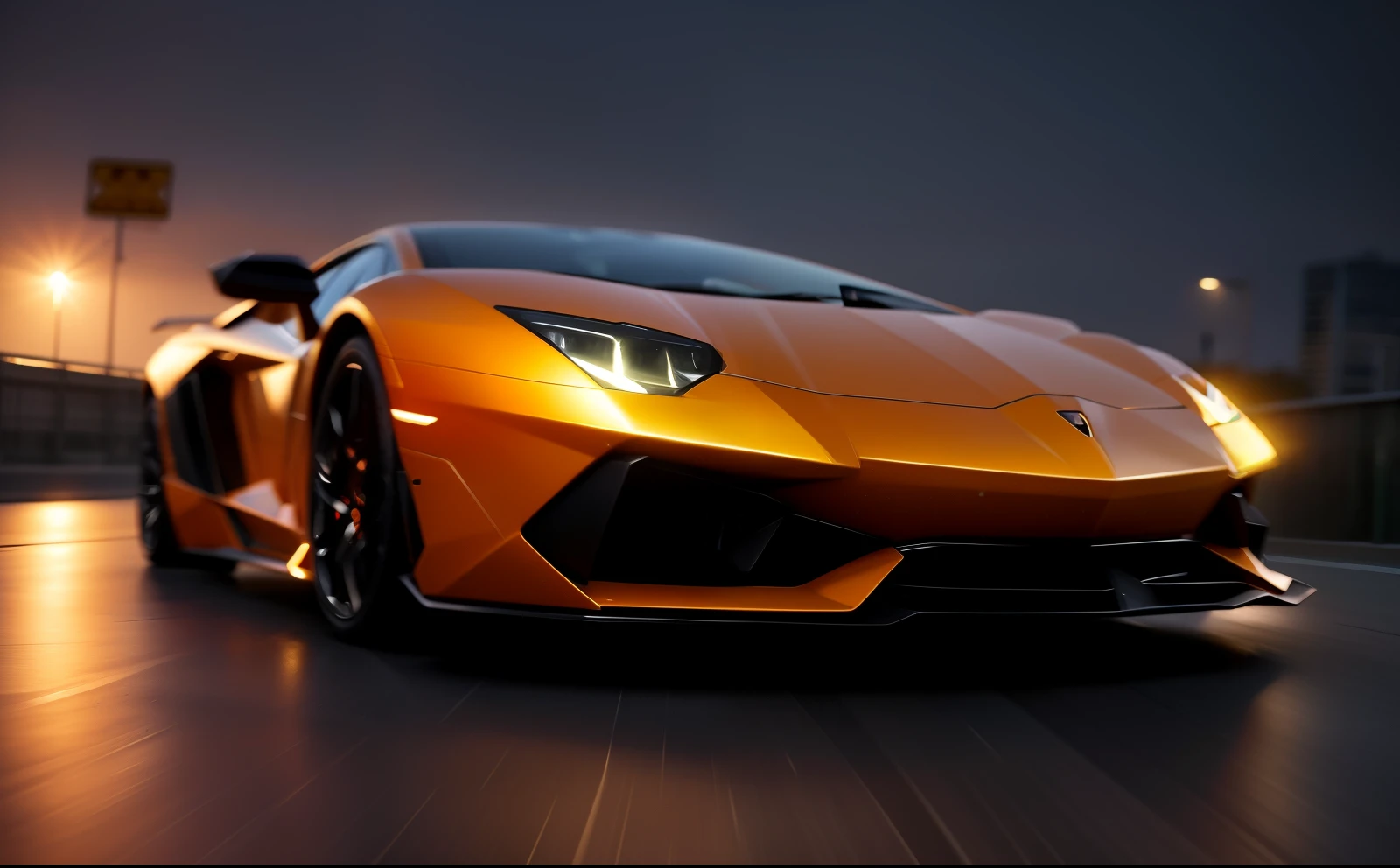 A lamborghini aventador svj color black and orange the streets of city miami, Exquisite detail, taken with long exposure to capture the movement of cars and people,insane detail, , 8k, photography, Sony Alpha, Canon 5D, Fujifilm xt100 