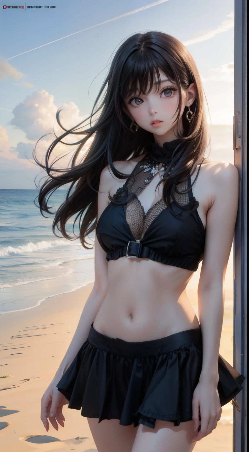Beach,Black Hair,Straight hair,Black Dress,Nipples,smoking,Super high quality,masterpiece,super high quality,Ultra-high resolution,Best image quality,Top-class,最high quality,Highest resolution,high quality,beautiful,beautiful,high quality,Genuineな質感,Genuine,8K,fine-grained,Two-dimensional beautiful girl