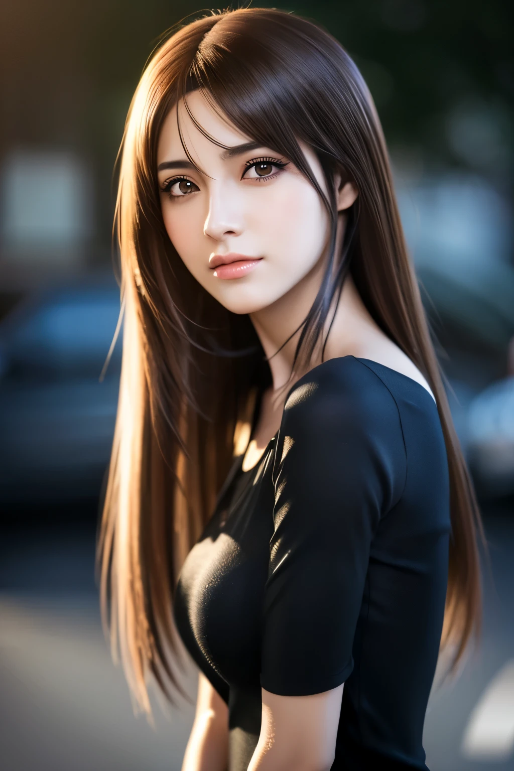 Arabic style image of a woman with long hair and a black top, 3 d anime Realistic, photoRealistic anime girl render, 8K Portrait Rendering, Realistic anime 3 d style, Smooth anime CG art, Realistic young anime girl, Realistic. Chen Yi, photoRealistic anime, beautiful Realistic face, hyper Realistic anime, Stunning Anime Face Portraits, Realistic beautiful face
