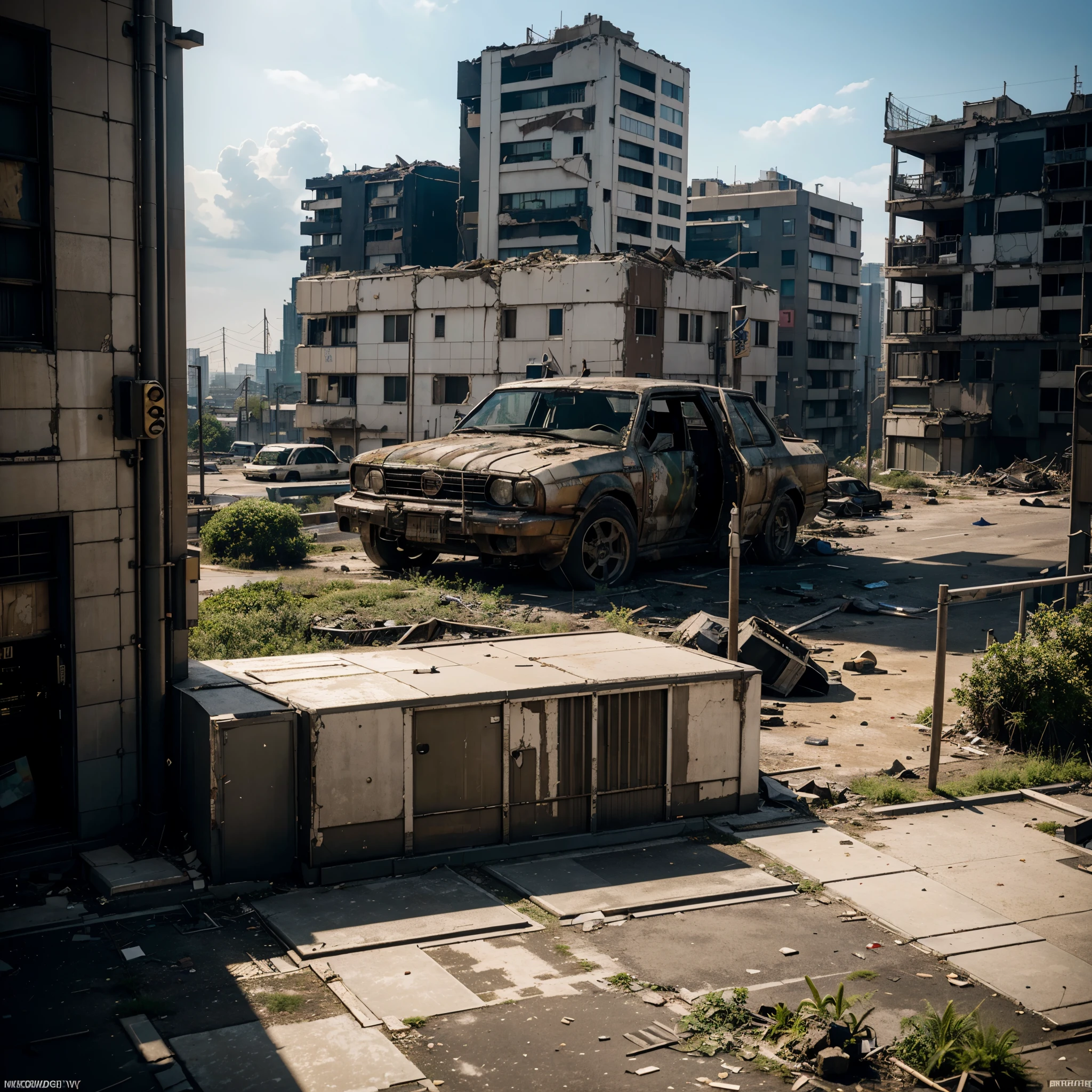 OVERHEAD VIEW, HYPER REALIST, A GROUP OF TROUBLEMAKERS, STANDS ON TOP OF A BUILDING LOOKING OVER A POST-APOCALYPSE RUINED AS DESTROYED TOKYO CITY, THE VEGETATION HAS ALREADY TAKEN OVER THE ENTIRE CITY AND THE CITY LOOKS TOTALLY ABANDONED, HOSTILE ENVIRONMENT, IMPACTFUL VISUAL DESTRUCTION, STYLE THE LAST OF US, outdoor PHOTO, CINEMATIC LIGHTING, PHOTOREALISTIC DETAILS, DYNAMIC SHADOWS ,ATMOSPHERIC EFFECTS, LIFELIKE TEXTURES, HIGH-DEFINITION, IMMERSIVE ENVIRONMENT, SUBTLE COLOR GRADING, AUTHENTIC ATMOSPHERE, DETAILED TEXTURES, GOLDEN HOUR, FANTASY, HBO, UNREAL ENGINE 5, ray tracing, award winning photo, MASTERPIECE photograpy, trending on artstation, HDR, UHD, 8K, BY NAUGHTY DOG.