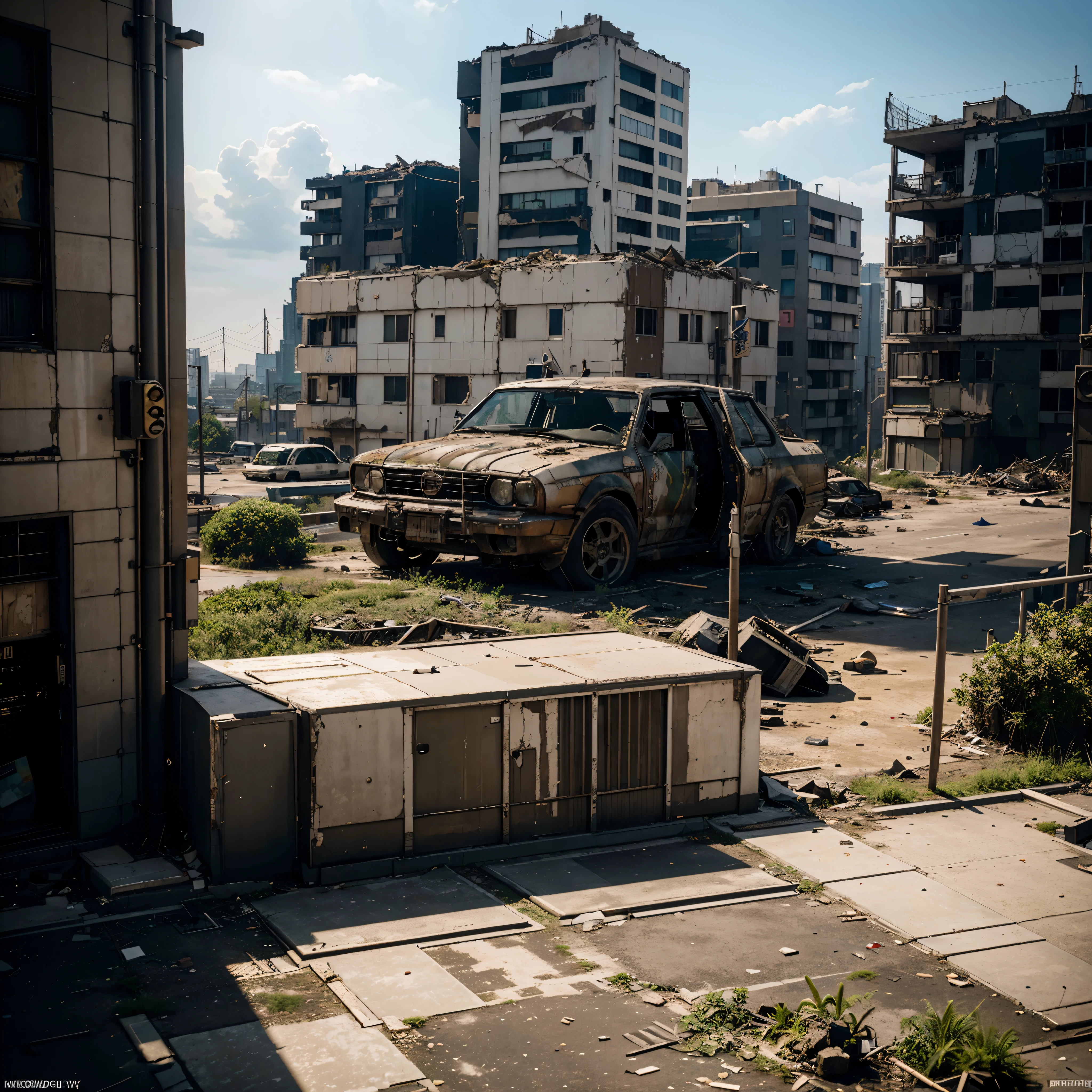 OVERHEAD VIEW, HYPER REALIST, A GROUP OF TROUBLEMAKERS, STANDS ON TOP OF A BUILDING LOOKING OVER A POST-APOCALYPSE RUINED AS DESTROYED TOKYO CITY, THE VEGETATION HAS ALREADY TAKEN OVER THE ENTIRE CITY AND THE CITY LOOKS TOTALLY ABANDONED, HOSTILE ENVIRONMENT, IMPACTFUL VISUAL DESTRUCTION, STYLE THE LAST OF US, outdoor PHOTO, CINEMATIC LIGHTING, PHOTOREALISTIC DETAILS, DYNAMIC SHADOWS ,ATMOSPHERIC EFFECTS, LIFELIKE TEXTURES, HIGH-DEFINITION, IMMERSIVE ENVIRONMENT, SUBTLE COLOR GRADING, AUTHENTIC ATMOSPHERE, DETAILED TEXTURES, GOLDEN HOUR, FANTASY, HBO, UNREAL ENGINE 5, ray tracing, award winning photo, MASTERPIECE photograpy, trending on artstation, HDR, UHD, 8K, BY NAUGHTY DOG.