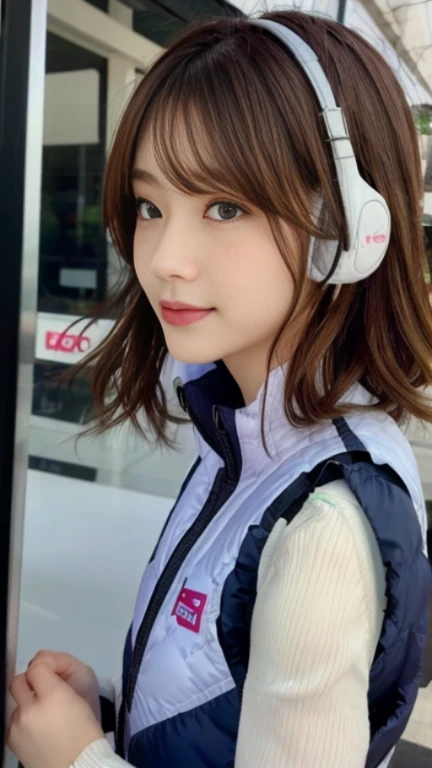 (NSFW), (1 girl: 1.3),
BREAK, Half body shot, Japanese, 17 year old supermodel, High school girl, (from the side), (Best quality: 1.4), 32K resolution, (Realistic: 1.5), (Surrealistic: 1.5), High resolution 32k UHD, (Masterpiece: 1.2)), (Improved quality: 1.4), (Very beautiful facial details), (Top quality realistic textured skin: 1.4), (Perfect anatomy: 1.2), Yes:1.37),
BREAK
((astrovest:1.5)), ((headphone:1.15)),
BREAK
(black sleeves):2,(black long sleeves):2,(astrovest):2,
BREAK
(look at viewer):1.2,De-emphasizes the bust top, ((In a futuristic white classroom: 1.15)), inside spacecraft, precise fingers, very detailed, symmetrical eyes, ((looks at viewer)), natural makeup, ( (Good eye for quality: 1.2)), (Tired, sleepy and satisfied: 0.0), (Beautiful lips: 1.33), (Great nose: 1.2), ((Physically-based rendering of background: 1.37)), Thin: 1.2, flat chest, (slender lower body), brown hair, (shaggy hair:1.37), anxious face, gentle light illuminates face and body, professional film lighting,smile,