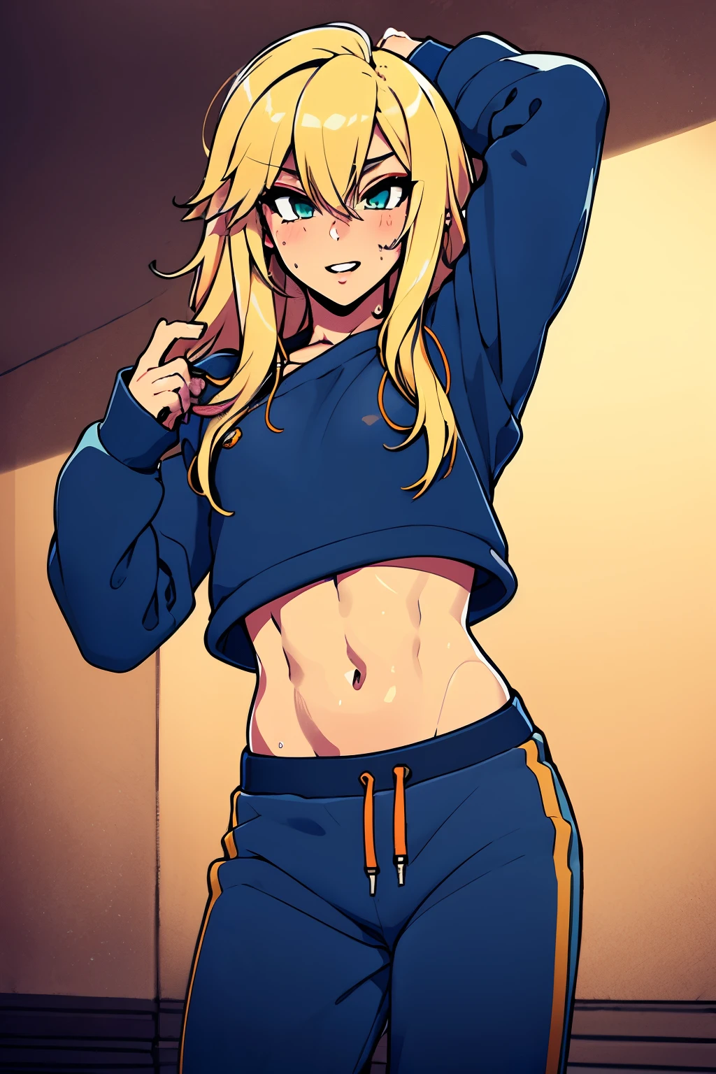 boy, blond hair, sweatpants, sweatshirt, sexy pose
