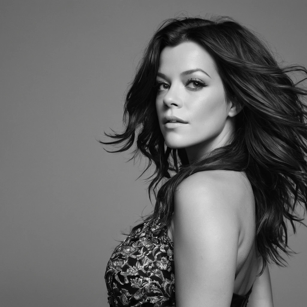 a black and white photo of a woman with long hair, lily allen, evangeline lilly, grey hairs, prominent cheekbones, ukrainian girl, electronic music, emotionally evoking, wild hair, variation, mistress, one black, sultry and beckoning