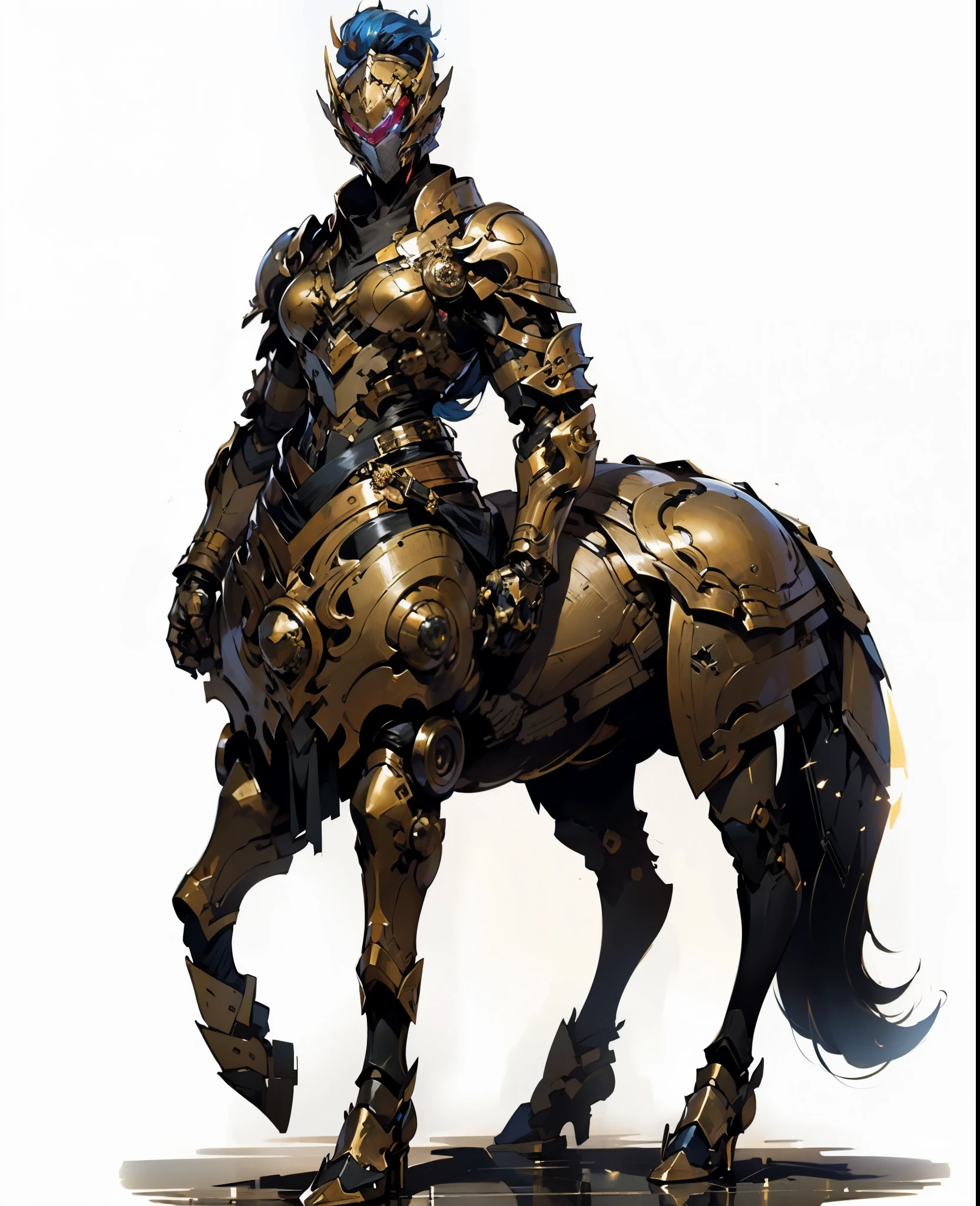 Woman in fantasy full body armor, Crown Concepts Fully Enclosed Helmet,Only the eyes are exposed, Layered chest plate, Fully enclosed shoulder and hand guards, Light waist armor, - Fitted Shin Guards, The overall design is durable and flexible, (The armor shines with golden light, With red and blue accents), Show noble temperament, She floats above a fantastical and surreal high-tech city, This character embodies a well-designed anime-style armored hero,Fantastic surreal style, Exquisite and mature comic art style, (A hybrid of Queen Bee and Concept Armor, plasma), ((element, elegant, goddess, Miss:1.5)), metallic color, HD, best quality, high resolution, Ultra Detailed, Ultra-fine coating, Extremely refined, professional, anatomically correct, symmetrical face, Extremely detailed eyes and face, High quality eyes, creativity, original photo, 超HD, 32k, Natural light, Movie Lighting, masterpiece-anatomy-perfect, masterpiece:1.5