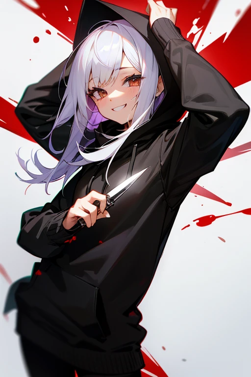 blood return、smile、Black hoodie、Bloody knife
