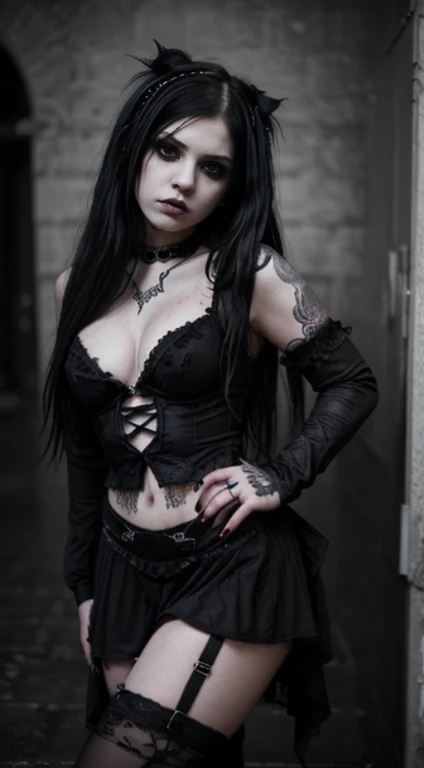 alluring moody Emo goth girl.