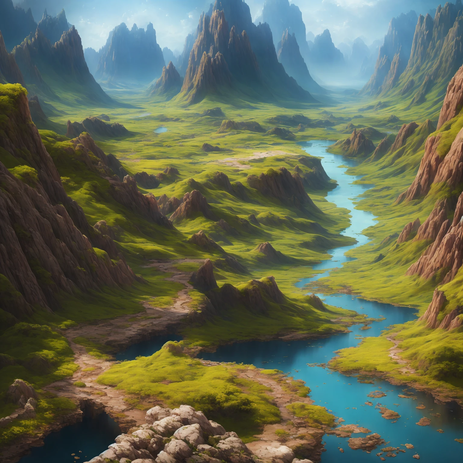 masterpiece, best quality, high quality, Very detailed Cg Unity 8K wallpaper,ecological landscape ,A valley forgotten by time,huge,Smooth,Natron Lake。,Tamarind,miniature,Award-winning photography, Bokeh, depth of field, high dynamic range, bloom, Color difference ,lifelike,Very detailed, Popular topics on artstationh, Trending on CGSociety, complex, high detail, dramatic, Midway Art