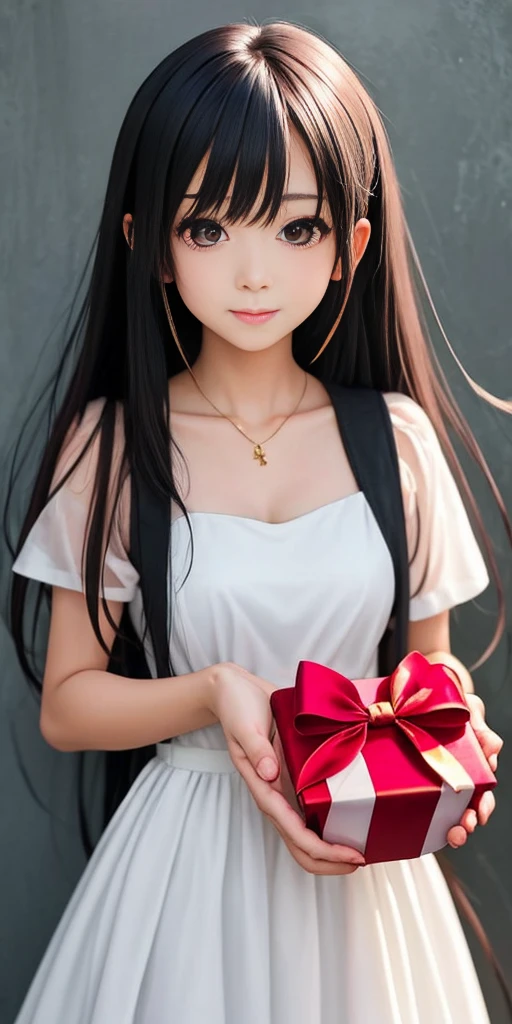 anime girl with a gift in her hand, scared expression,Red cheeks,Embarrassed red cheeks,anime visual of a cute girl, Cute anime girl, up of young anime girl, splash art anime , anime moe art style, Kantai collection style, pretty anime girl, cute anime waifu in a nice dress, in dress, anime best girl, Cute anime style, An anime girl, Beautiful Anime High School Girls