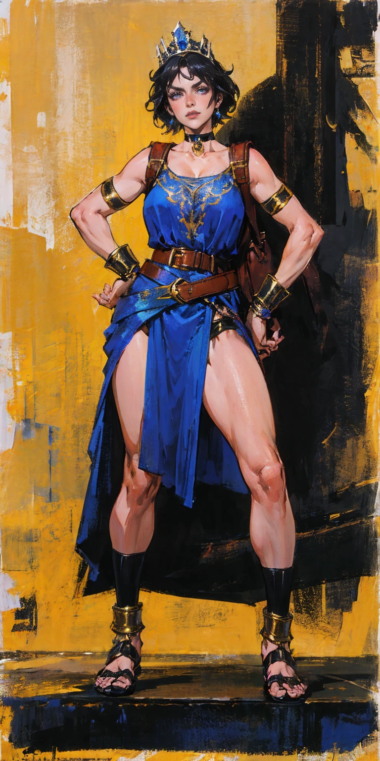 (full body shot:1) photorealistic image of a (running pose:1) woman, ultrarealistic, photography, long red hair, woman, 2, hourglass figure, perfect body, Flirty look, natural medium breasts, blur background, Full body picture, Lara Croft costume with slightly shiny tanned skin dressed in a Lara Croft outfit, with a very ripped and torn blouse with a plunging neckline, pushed down over her right shoulder; stands in a dark room lit with flickering torches on the inside of a large Egyptian pyramid. Her skin and clothes are dirty with mud. A large dark menacing shadow moves in the background. She is sprinting from a fierce roaring tiger, wide angle, wide shot, action shot, from the side