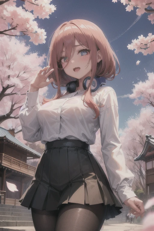 masterpiece, best quality, ultra-detailed, glistening shiny, glowing light, ray tracing, HDR, deph of field, (perfect face, detailed face, detailed eyes,perfect hands),(medium boobs:1.2),8k,HD,ultra realistic face,ray tracing,perfect lighting,best quality, ultra-detailed, shiny eyes, (looking at viewer,open mouth smile:1.1), ((1girl)), (mature female:1.4),cowboy shot,thighs,
miku,long hair,((gradient hair)),multicolored eyes, gradient eyes, (glowing eyes:1.5), mascara, (fashion make up), parted lips,blush,skirt,shirt,long sleeves,white shirt, pantyhose,pleated skirt, collared shirt, black pantyhose, petals, headphones, , ((nude, breasts and vagina exposed, vulva and clitoris exposed)),, between legs, hand between legs, headphones around neck, hand on headphones,
(( futuristic city , buildings, Japanese graffiti walls:1.1, neons, night,cherry trees, flying cherry blossom petals,moon,japanese architecture, japanese lamps)),(complex background, many elements in the background:1.2),((super detailed background)), mistress poses, ((8k wallpaper)), 