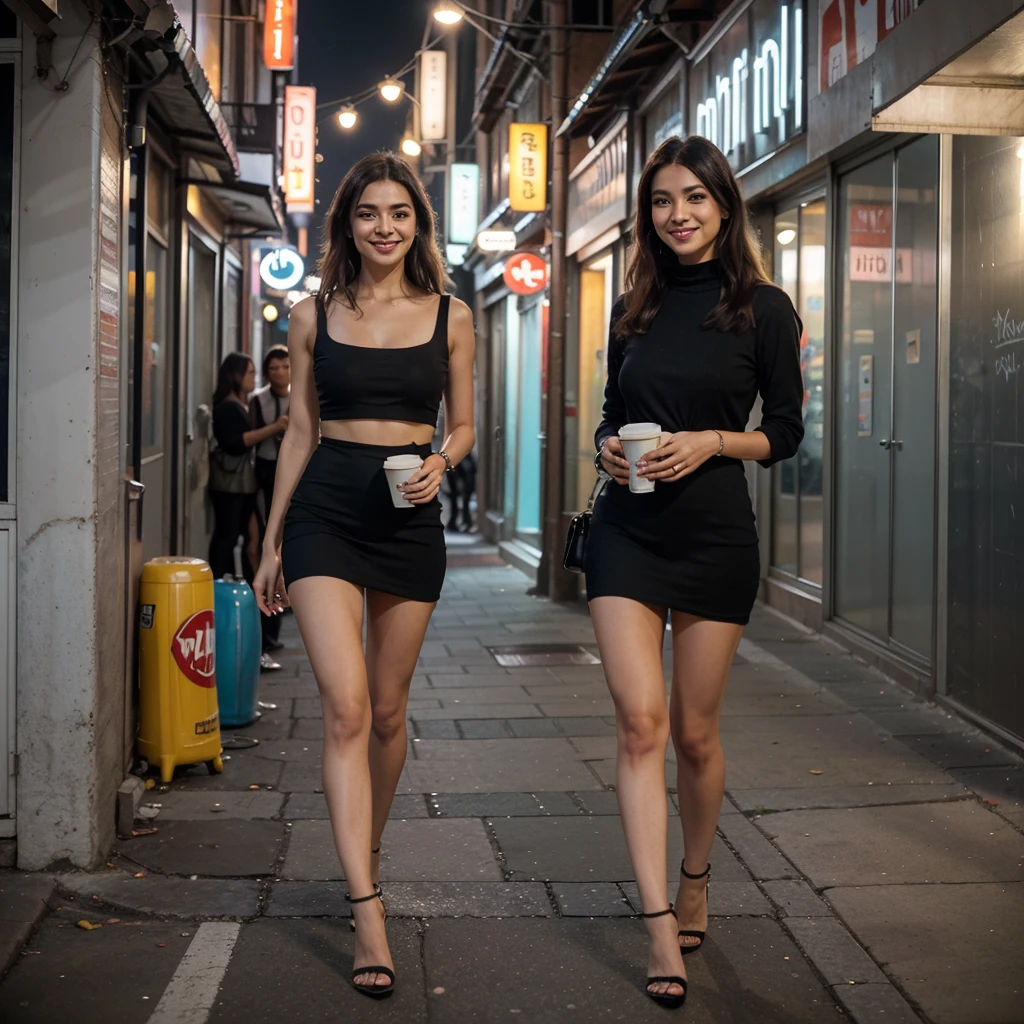 (best quality,4k,8k,highres,masterpiece:1.2),ultra-detailed,(realistic,photorealistic,photo-realistic:1.37),super cute girl,leaving the club,morning,hung over,way too small dress,torn hose,morning hair,early dawn,streets of Bangkok,soft sunlight,bokeh,cheerful expression,long eyelashes,slightly disheveled hair,streetlights illuminating the road,dazzling neon lights on buildings,urban atmosphere,fashionable makeup,end of a fun night, vibe,dreamy color palette,graffiti-covered walls,bustling city ambiance,caffeine in hand,carrying heels,smiling tiredly,blurred motion on the street,stylish accessories,exciting night out,enjoying the city at dawn,serene yet energetic surroundings,enticing nightlife,confident stride,energetic atmosphere,vibrant city life,lively streets,feet sore from dancing,mischievous glint in her eyes,enigmatic aura,warm city breeze,stylish handbag,unforgettable memories,carefree spirit,understated elegance,unique fashion sense,mixed emotions,urban chic look,unconventional beauty,alluring charm,moment of tranquility in the bustling city(urban,abstract:0.9),city exploration.