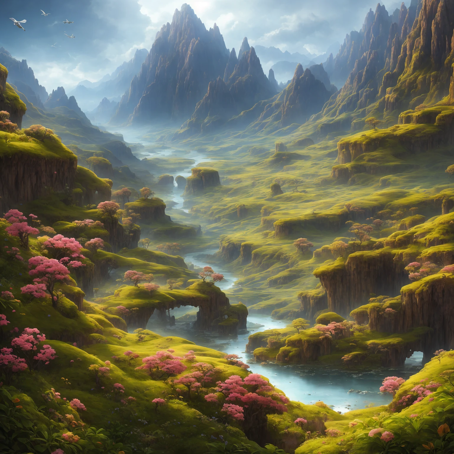 masterpiece, best quality, high quality, Very detailed Cg Unity 8K wallpaper,ecological landscape ,A valley forgotten by time,huge,Smooth,Natron Lake。,Tamarind,miniature,Award-winning photography, Bokeh, depth of field, high dynamic range, bloom, Color difference ,lifelike,Very detailed, Popular topics on artstationh, Trending on CGSociety, complex, high detail, dramatic, Midway Art