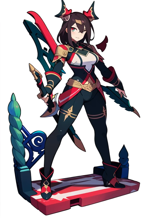 stand posture, cute eyes, adult woman,, solo, high fantasy outfits, ((white background)), full body, holding weapon,