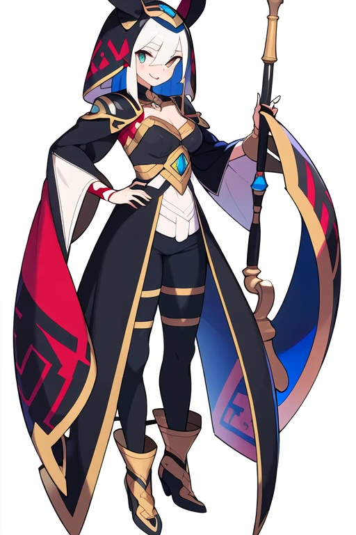 stand posture, cute eyes, adult woman,, solo, high fantasy outfits, ((white background)), full body, holding weapon,