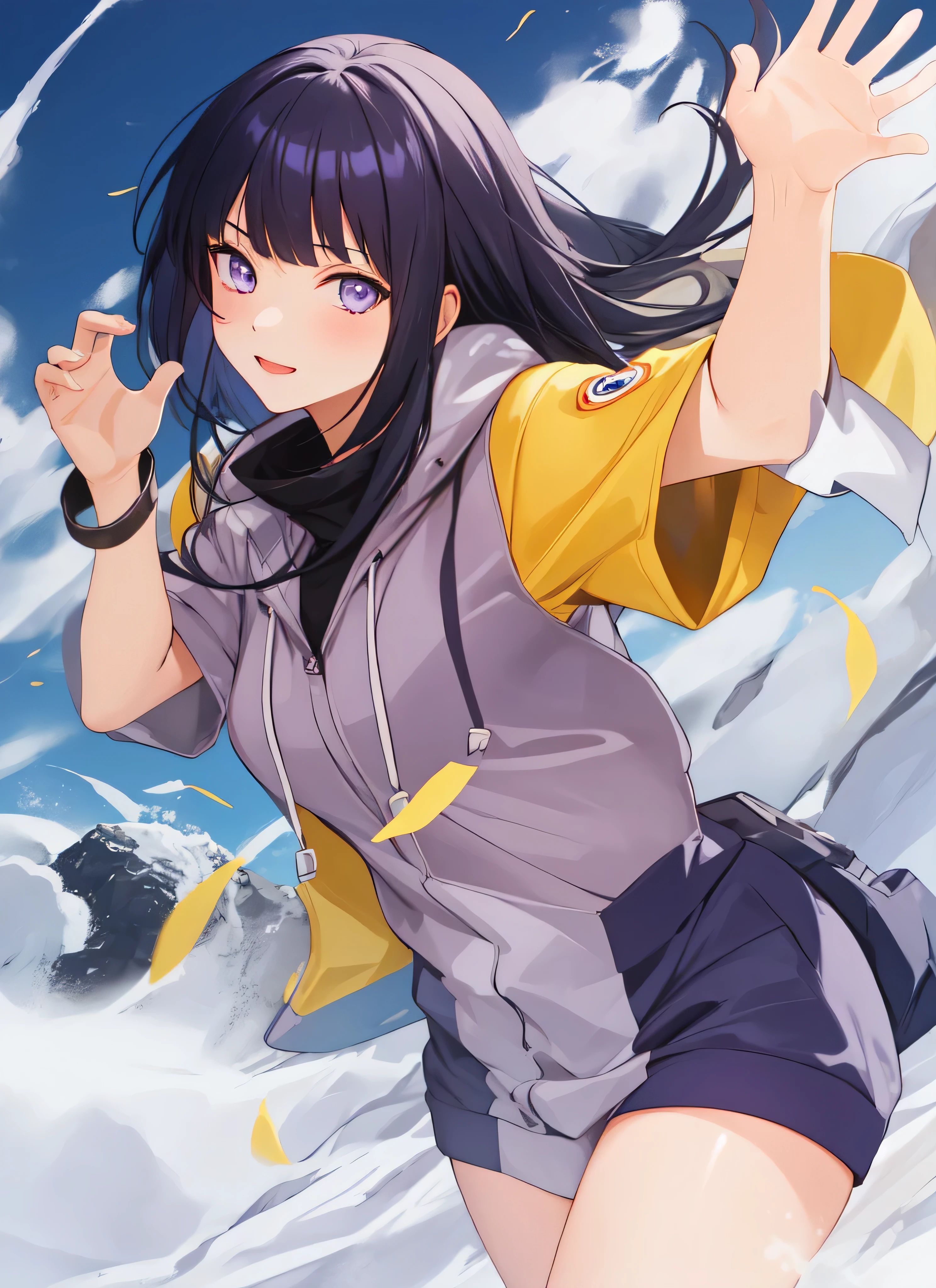 masterpiece, highest quality, best quality, 1girl, solo, looking at viewer,
hyuuga hinata,   uzumaki himawari,  