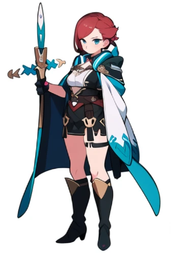 stand posture, cute eyes, adult woman,, solo, high fantasy outfits, ((white background)), full body, holding weapon, white theme,