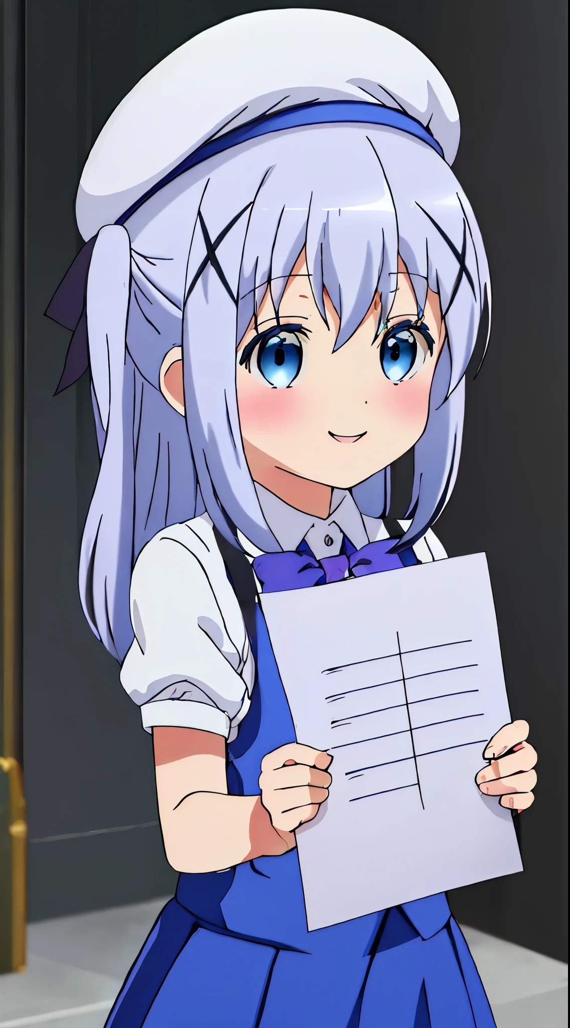 ((masterpiece))((Highest quality))girl、smile、blush、Flat Chest、Are thin、Blonde Hair、blush、Are standing、Look back、、No background、Blue clothes、Two-tone white and blue hair、Twin tails、Red Alice outfit、、
