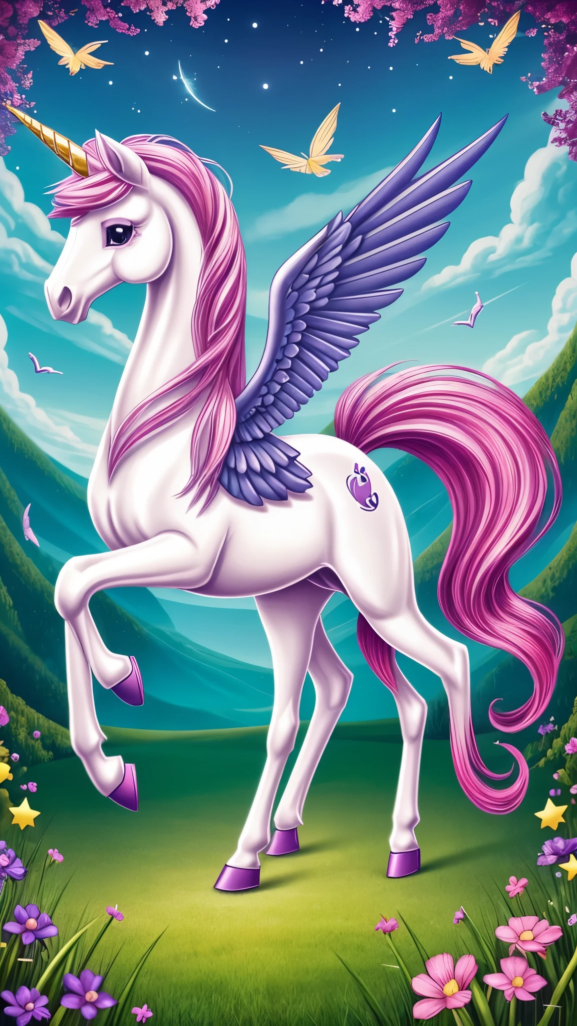 represents the element of Harmony "magia" y es una princesa alicornio, es decir un pony que tiene tanto alas como un cuerno de unicornio.