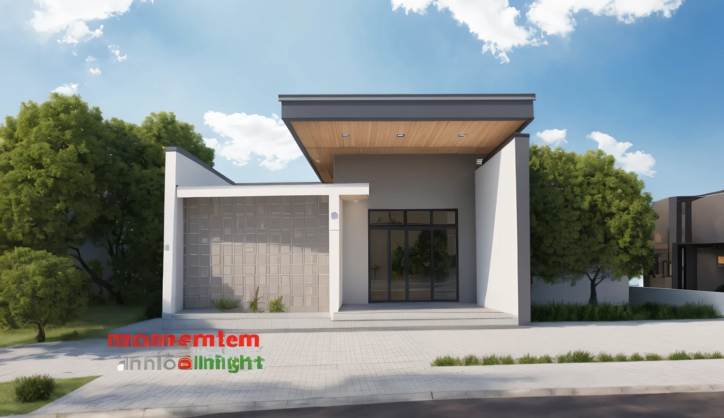 1 modern building with main materials made from white walls and wood, minimalist design,, masterpiece, high quality, utral detail:1.3, sun rise:1.3, dynamic lighting, perfect light, shimering sky:1.2, large yard, morden feeling, 1 black car:1.3, behance.net, warm light brighteness, shimering cold light fromt indoor:1.3, blue sky , night light