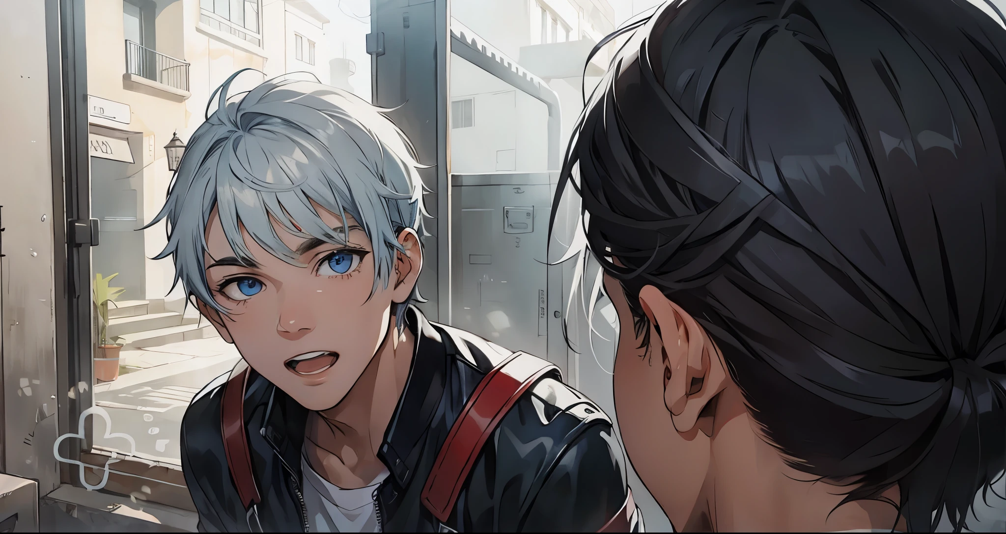 lindo chico cabello gris ojos azules hace preguntas quiere saber