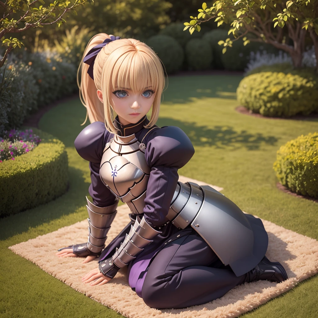 (masterpiece),(best quality),(ultra-detailed), (full body:1.2), cute, cubby, ponytail, full body, chibi,pvc,
best quality, phAltoria, 1girl, solo, dark armored dress, dark sword,dark gauntlets, (sitting on carpet), (in garden), hair between eyes, black dress, breastplate, black armor, bangs, french braid, parted lips, puffy sleeves, long sleeves, short hair,( (beautiful detailed face), (beautiful detailed eyes)
